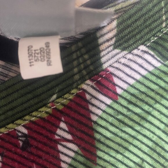 Catherines Womens Tropical Leaf Print Tunic Top 1X Plus V-Neck Asymmetrical Hem - Picture 4 of 11